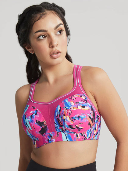 Power High Support Sports Bra Abstract Pink