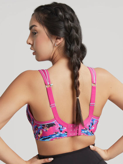 Power High Support Sports Bra Abstract Pink
