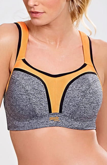 Power High Support Sports Bra Orange Grey